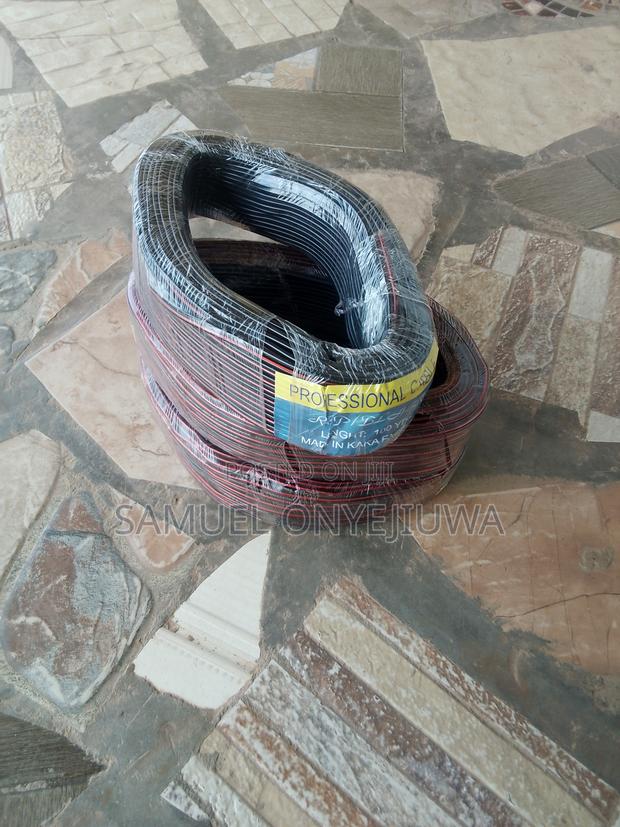 Transparent Red and Black Speaker Cable photo 2