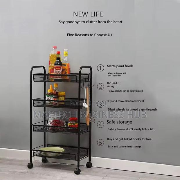 5-Tier Matte Metal Rolling Utility Cart · Photo 4