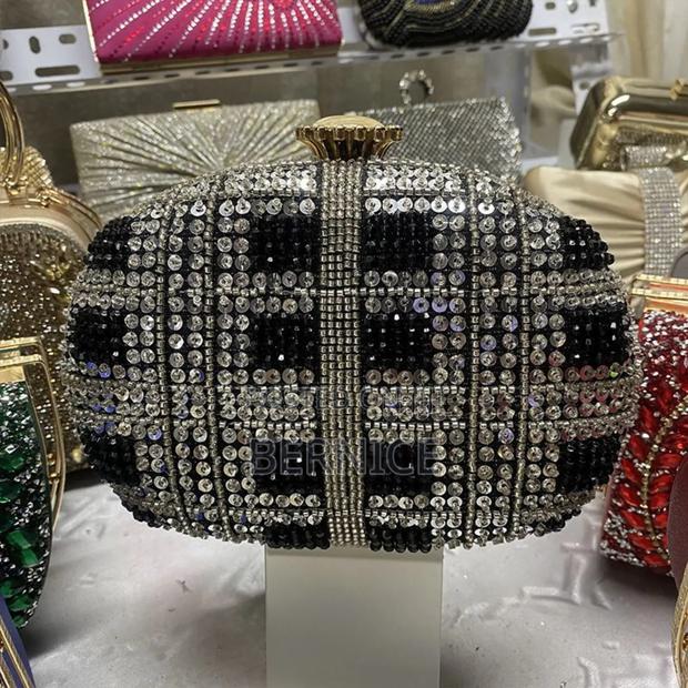 Elegant Black Silver Stone Clutch Bag photo 2