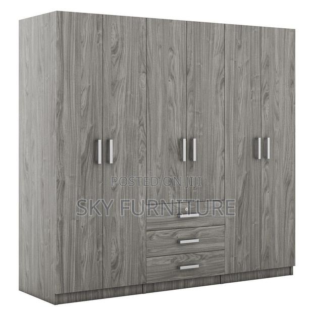 Modern 6-Doors Bedroom Wardrobe With 3 Drawers, Shelves · Photo 2