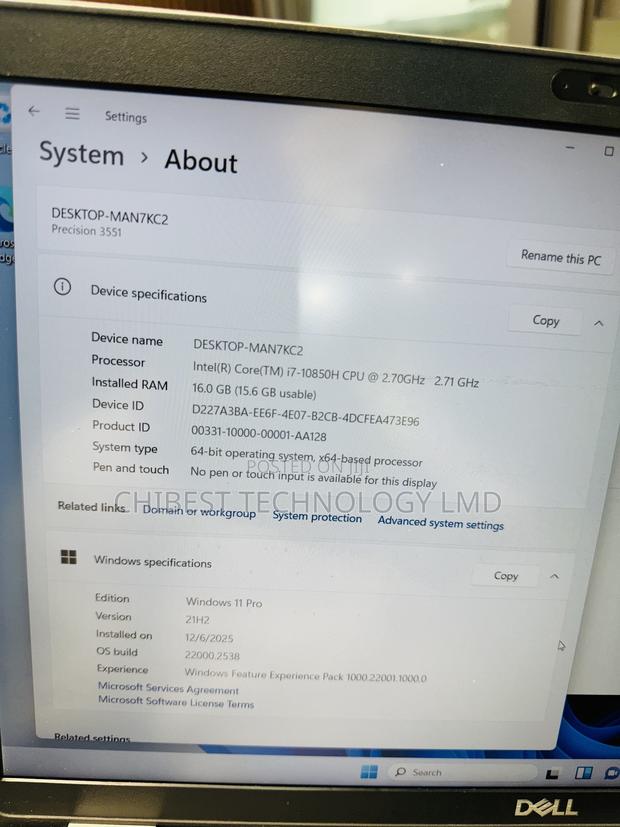 Laptop Dell Precision 15 3551 16GB Intel Core i7 SSD 256GB photo 7