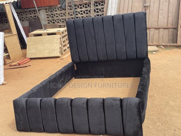 Black Foreign Material Lined Bed Frame