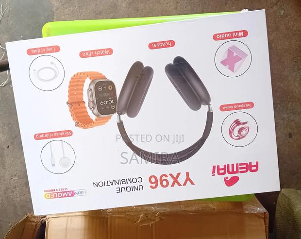 Aemai Yx96 Neckband Headphones Smartwatch Combo