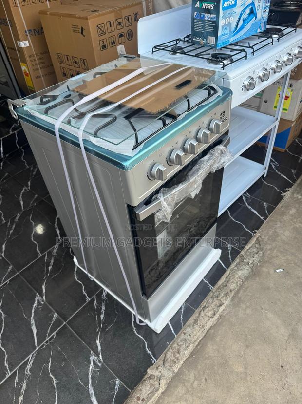 Nasco Gas Cooker, 50x50cm, 4 Burners, Oven, Silver
