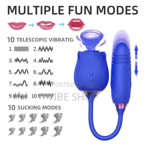 Premium 2-in-1 Rose Vibrator With Thrusting Stem Tongue Clit Licker · Photo 2