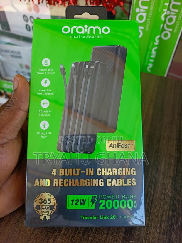 Oraimo 20000mah Power Bank (Opb-5201) Adapter For Everyday Convenience