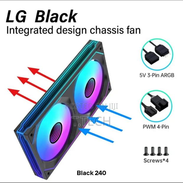240mm Argb Mirror Case Fan. Black and White photo 2
