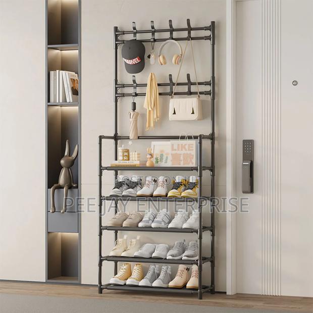 5-Tier Freestanding Metal Clothes and Shoe Rack