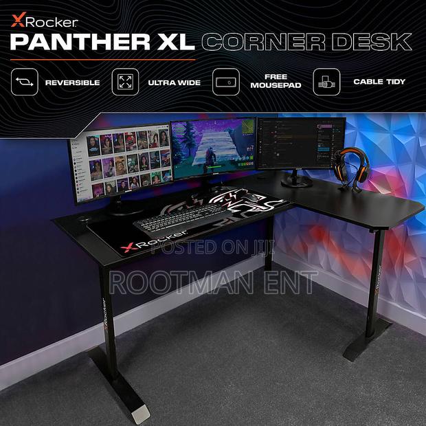 X Rocker Panther Xl 155cm Reversible Corner Gaming Desk With Mousepad