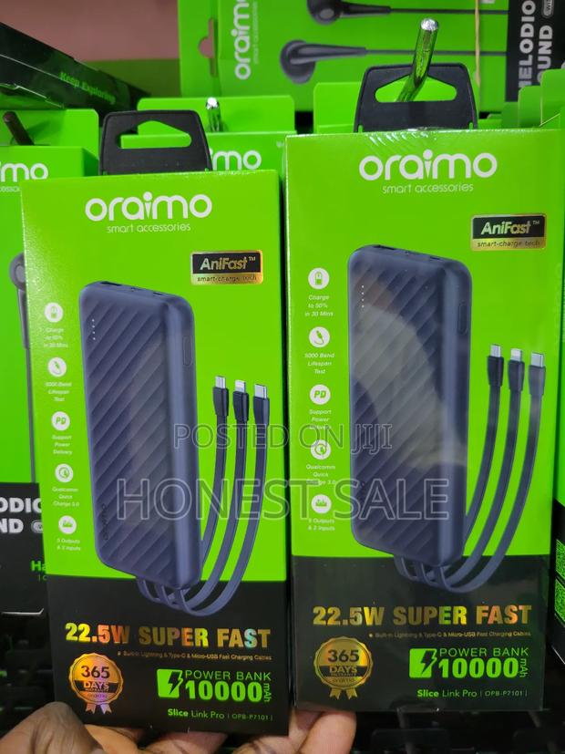 Oraimo 22.5w Fast Charging Power Bank Type-C and Usb-a 10000mah photo 2