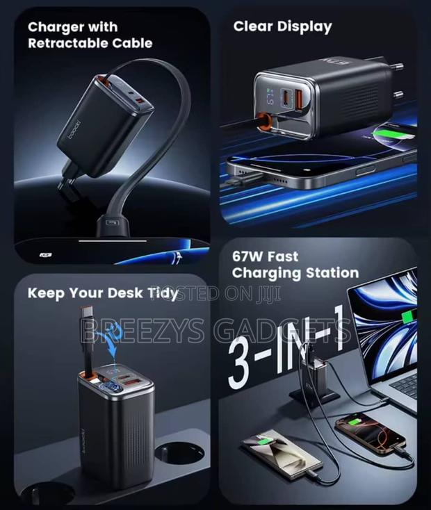 Toocki 67w Gan Usb C Charger With Retractable Type C Cable photo 12