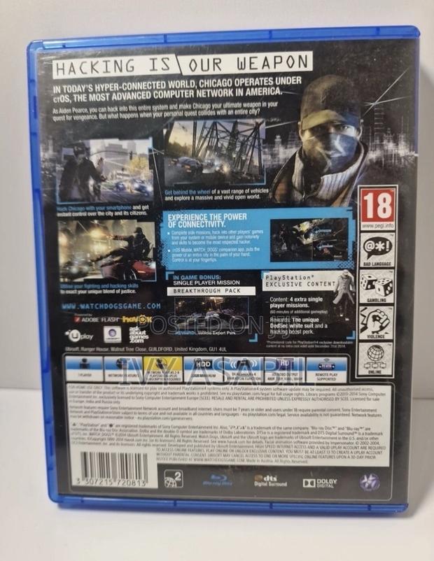 Ps4/Ps5 Watchdogs Disc Game photo 3