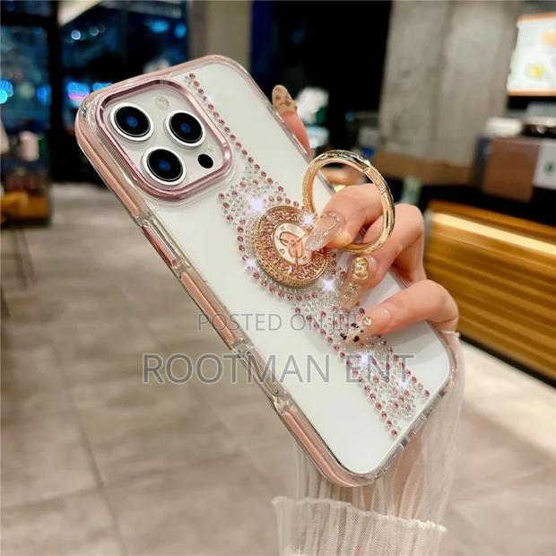 Watch Shape Rhinestone Decor Tpu Case for iPhone 14 - 16 Pro Max -Pink
