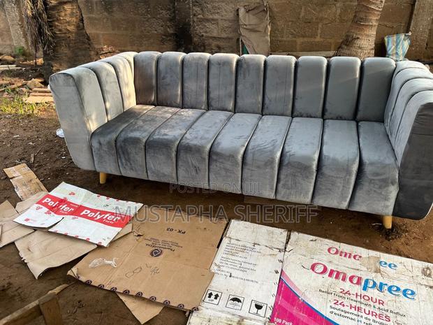The Signature Channel-Tufted Velvet Sofa in Elegant Storm Grey
