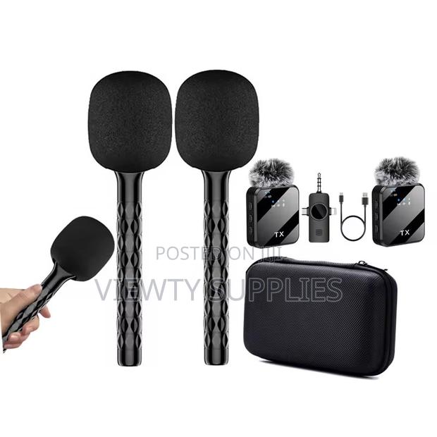 Portable 3 in 1 Wireless Lapel Microphone for Phones Camera W/ Case