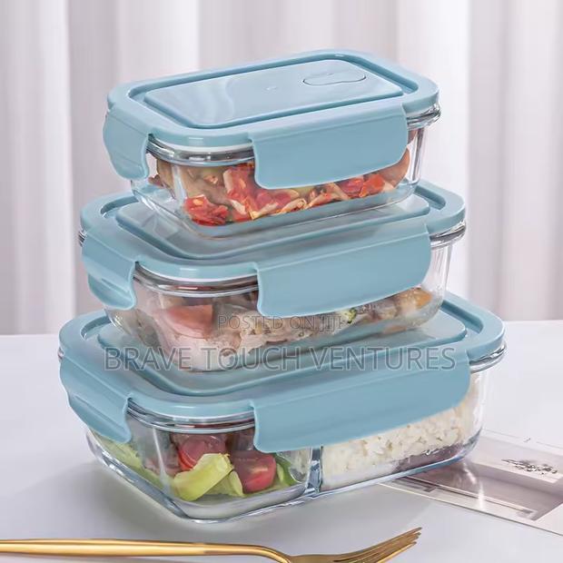 3 Piece Borosilicate Glass Lunch Box Microwave-Safe · Photo 3