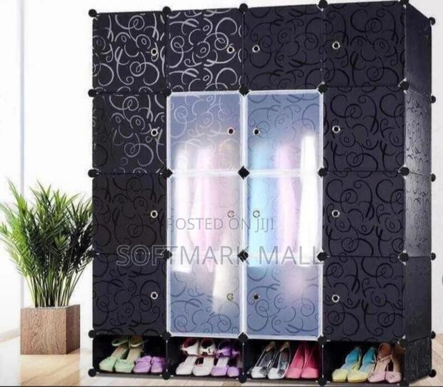Durable 16 Cubes Wardrobe With Shoe Rack - Black · Photo 2