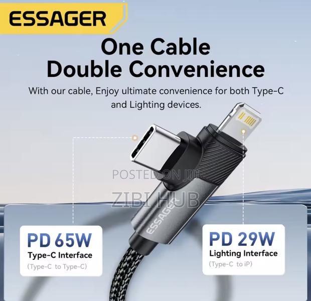 65w C To C + L Data Cable