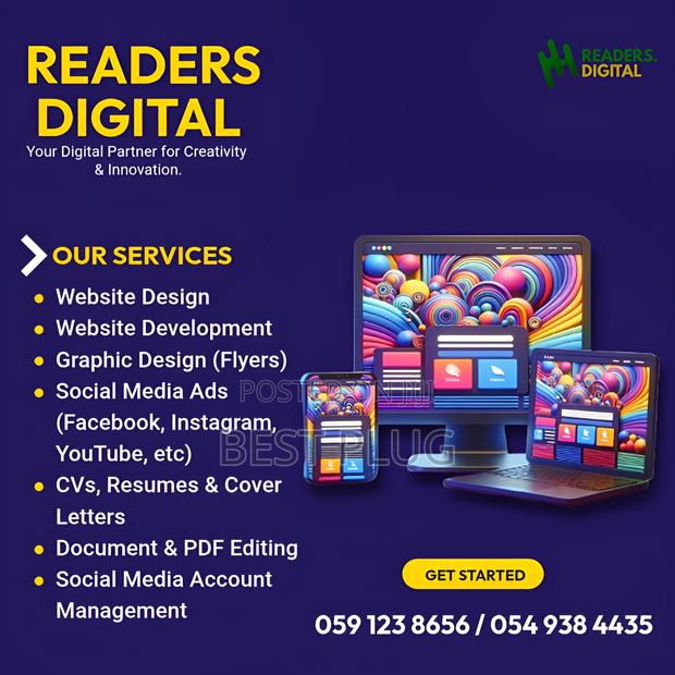 Website Design/Development, Social Media Ads, Graphic Design, Cvs, Etc