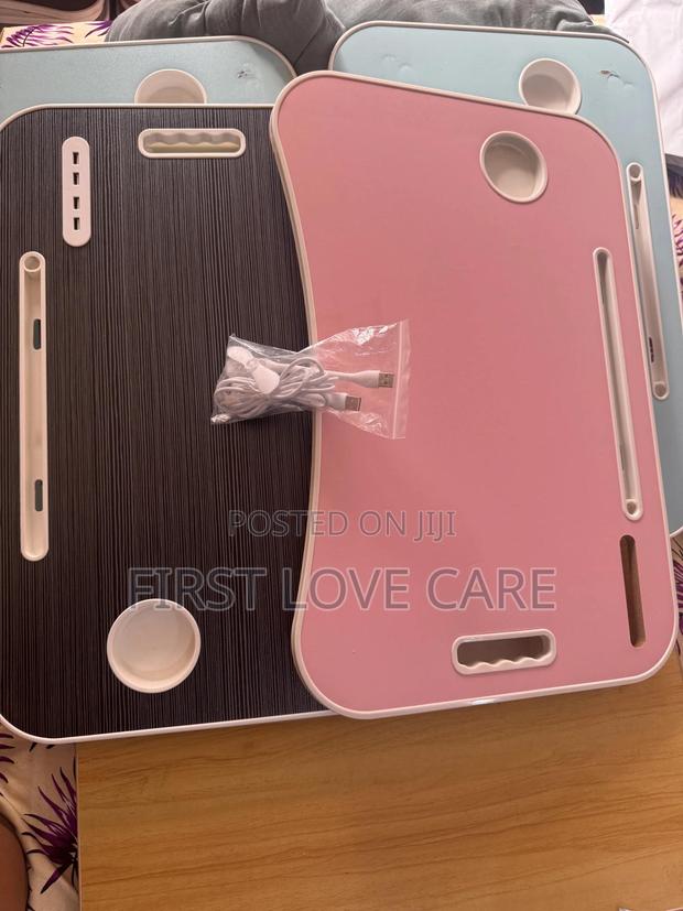 Laptop Table Pink And Black With Lamp, Mini Fan And Mini Power Bank photo 2