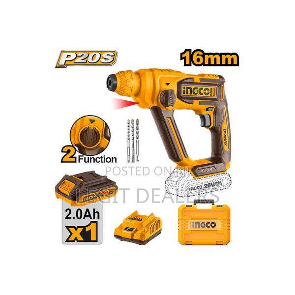 Ingco Cordless Rotary Hammer 20v + 3pcs Drill Bits