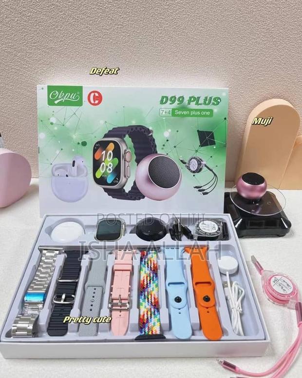 D99 Plus Smart Watch, Speaker, Pods , 7 Straps