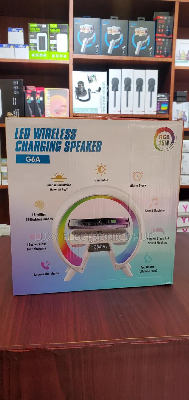 Colorful Led Speaker With Wireless Chargin and Alarm Clock