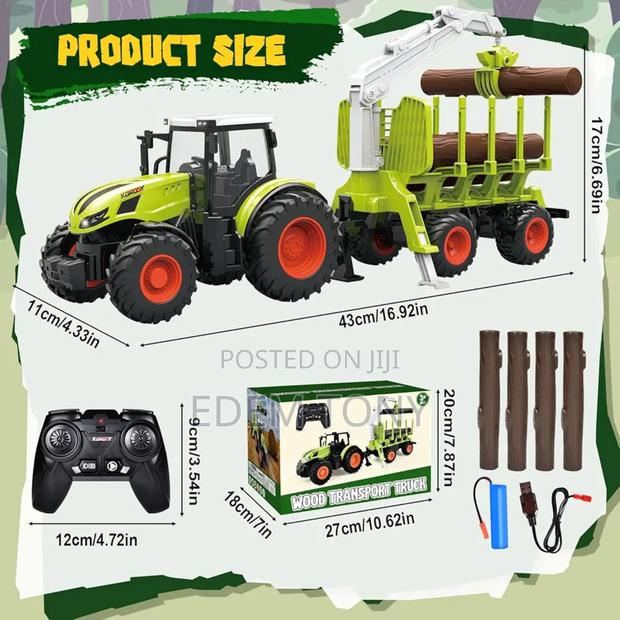 Wood Transport Truck- Remote-Control Tractor Toy Set photo 3