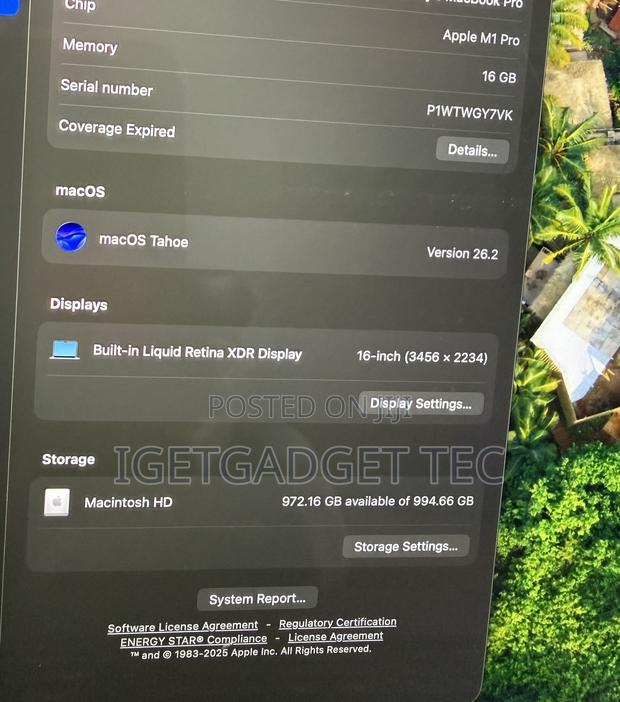 Laptop Apple MacBook Pro 2021 M1 16GB Apple M1 Pro SSD 1T