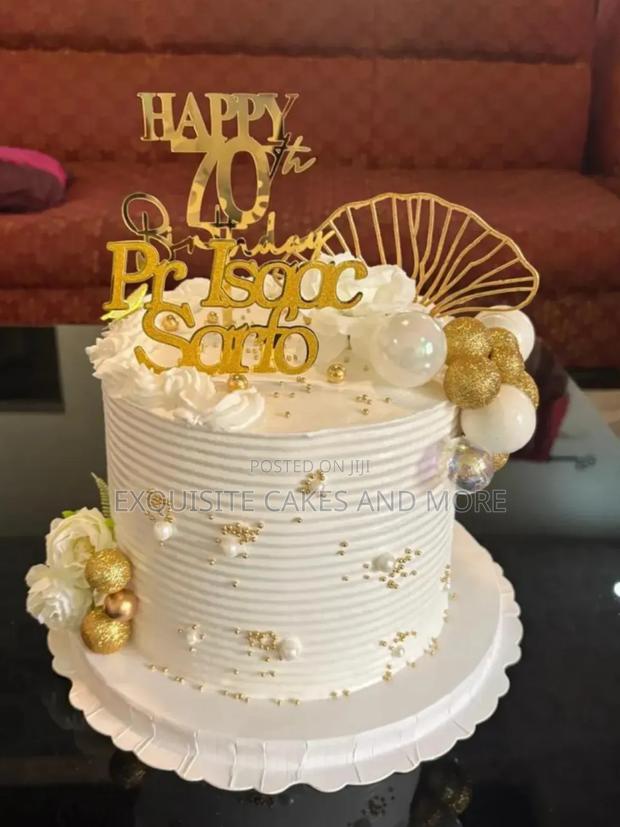 Classy White and Gold Cake for Dad, Order Now · Photo 2