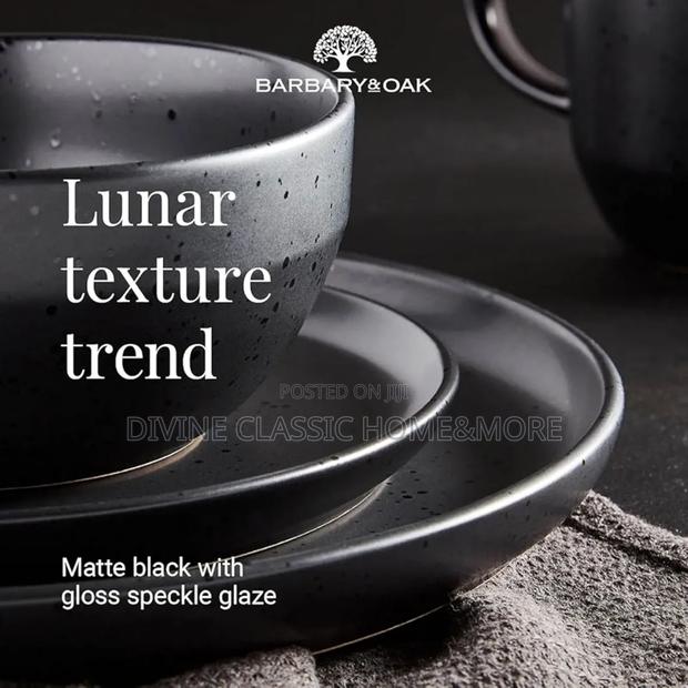 Barbary Oak Luna 16 Piece Dinnerware Set, Stoneware, Matte Black photo 3