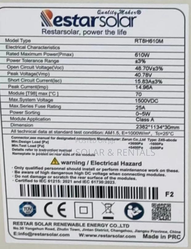 610 Watts Solar Panel Extreme Efficiency photo 2