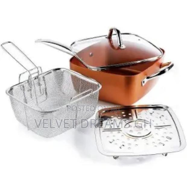 Durable Copper Pan With Frying Basket Less Oil. photo 4