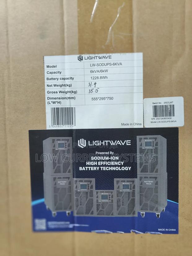 Lightwave Ups 6kva Online Ups Battery Capacity: 1228.8wh