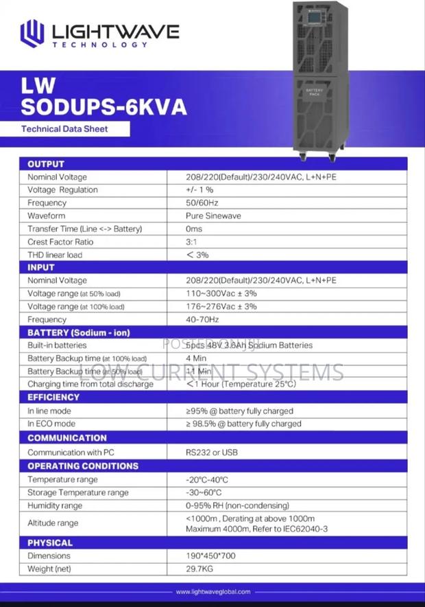 Lightwave Ups 6kva Online Ups Battery Capacity: 1228.8wh photo 4