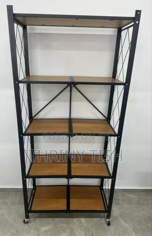 5 Tier Kitchen Rack With Wooden Layers