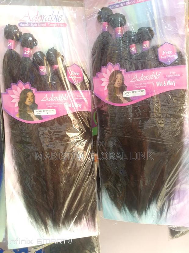 24" Adorable Human Hair Blend With Free Lace Closure