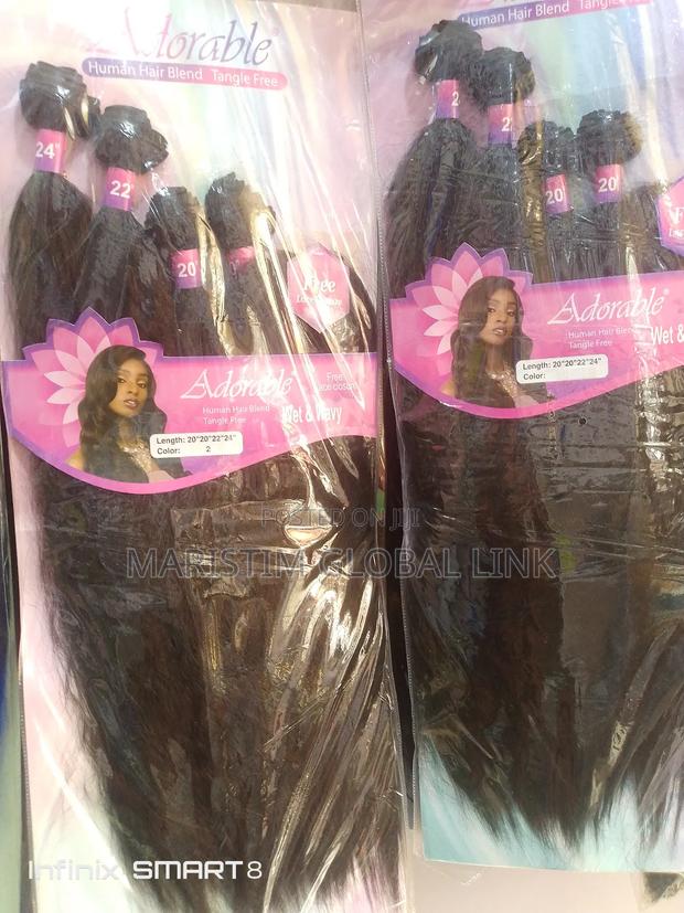 24" Adorable Human Hair Blend With Free Lace Closure photo 3