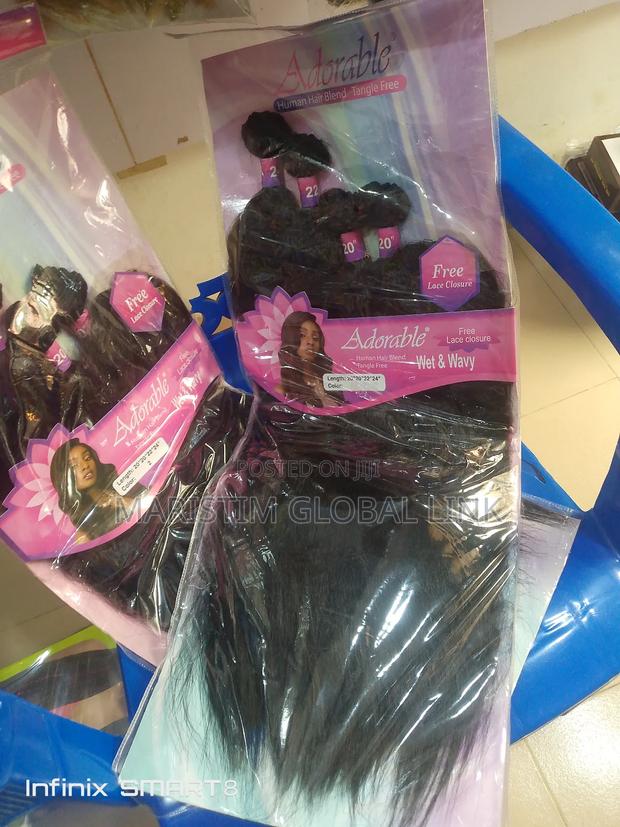 24" Adorable Human Hair Blend With Free Lace Closure photo 4