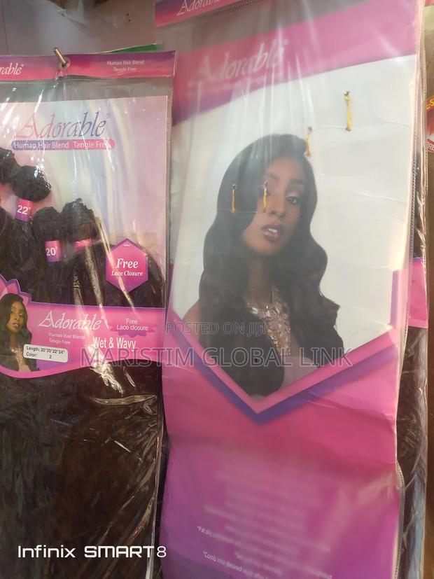 24" Adorable Human Hair Blend With Free Lace Closure photo 5