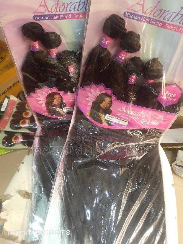 24" Adorable Human Hair Blend With Free Lace Closure photo 2