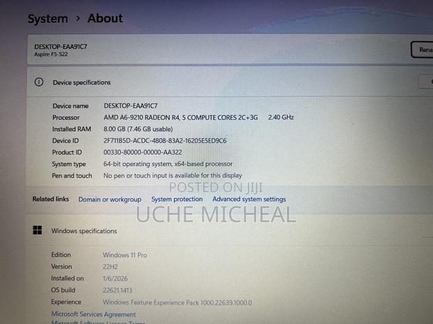 Laptop Acer Aspire F5-522 8GB AMD A6 SSD 256GB photo 5