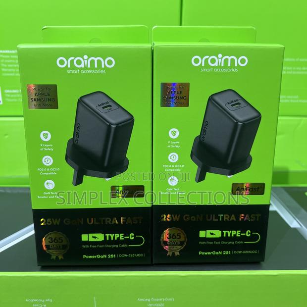 Oraimo Powergan 251 25w Gan Fast Mini Charger Set
