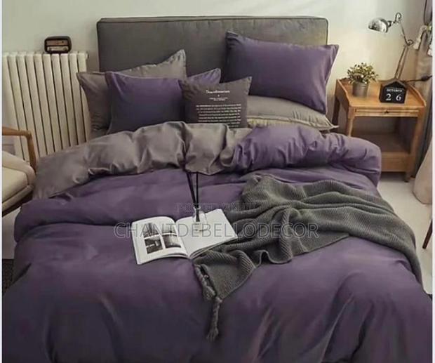 Premium 7 In 1 King Size Purple And Grey Removable Duvet Set