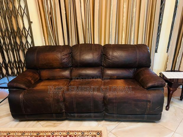 Brown Leather Recliner Sofa photo 2
