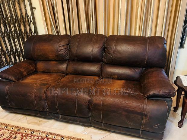 Brown Leather Recliner Sofa photo 3