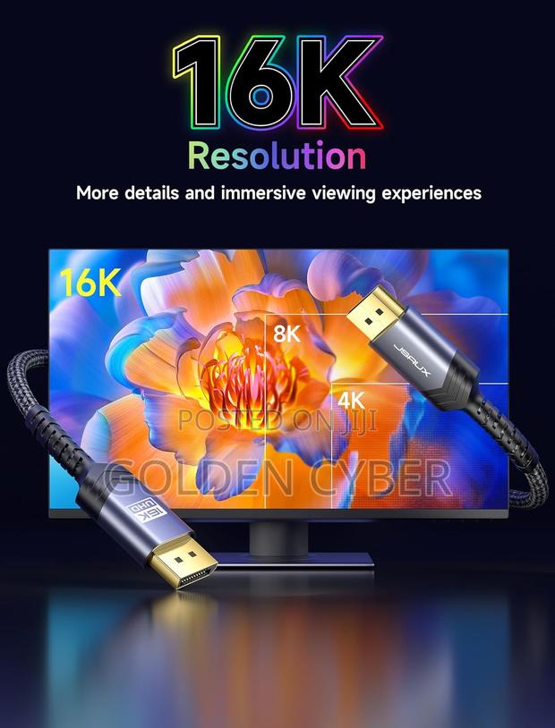 Jsaux Displayport 2.1 Cable - 6.6ft, at 60hz, at 120hz, at 240hz photo 3