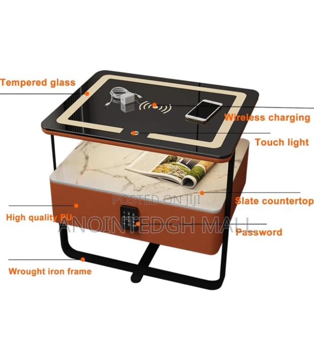 Smart Bedside Table With Wireless Charging And Led Light - Multicolor photo 2