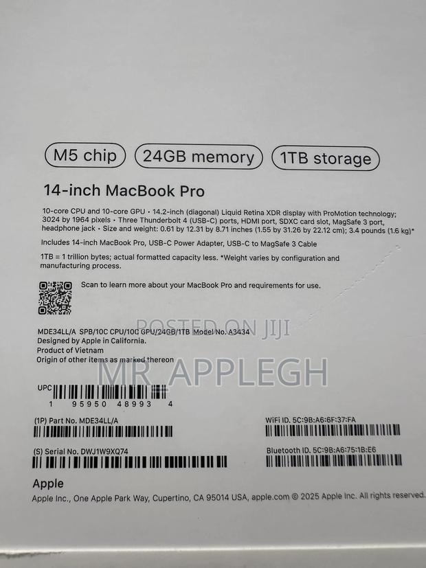 New Laptop Apple Macbook Pro 2025 M5 14-Inch 24GB Apple M5 SSD 1T photo 2