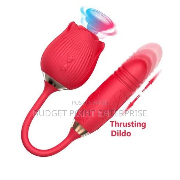 2 in 1 Rose Sucking Vibrator - Red
